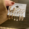 Wholesale Inlaid Pearl Ladies Earrings Set Alloy Geometric Electroplated Retro Style