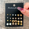 Wholesale Inlaid Pearl Ladies Earrings Set Alloy Geometric Electroplated Retro Style