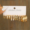 Wholesale Inlaid Pearl Ladies Earrings Set Alloy Geometric Electroplated Retro Style