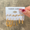 Wholesale Inlaid Pearl Ladies Earrings Set Alloy Geometric Electroplated Retro Style