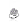 Wholesale Inlaid Red Zircon Flower Ring Copper Electroplating Women's Open Finger Ring