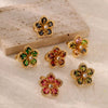 Wholesale Inlaid Red Zircon Flower Ring Copper Electroplating Women's Open Finger Ring