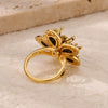 Wholesale Inlaid Red Zircon Flower Ring Copper Electroplating Women's Open Finger Ring