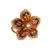Wholesale Inlaid Red Zircon Flower Ring Copper Electroplating Women's Open Finger Ring