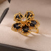 Wholesale Inlaid Red Zircon Flower Ring Copper Electroplating Women's Open Finger Ring