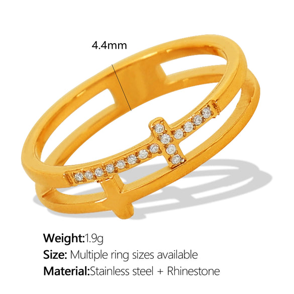 Wholesale Inlaid Ring 316L Stainless Steel Geometric Fashion Light Luxury Electroplating Unisex Jewelry