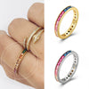 Wholesale Inlaid Square Rainbow Zircon Copper Ring For Women Retro Geometric Electroplated Style