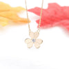Wholesale Inlaid Zircon Clover Heart Shaped Stainless Steel Necklace With Snake Bone Chain And Electroplating Treatment