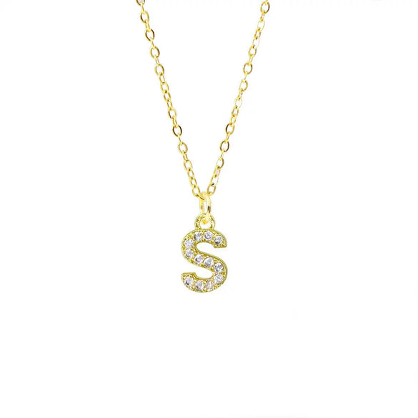 Wholesale Inlaid Zircon Golden Square Letter Necklace For Women Made Of Titanium Steel And Copper With Electroplating O Chain
