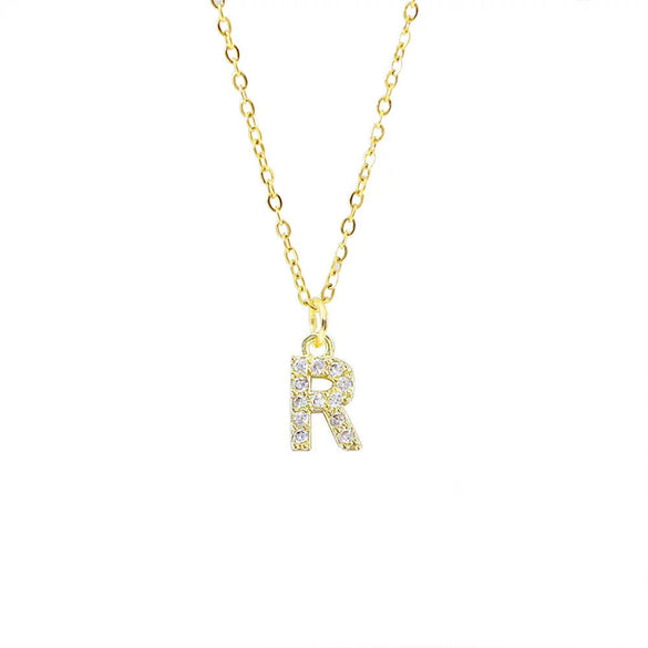 Wholesale Inlaid Zircon Golden Square Letter Necklace For Women Made Of Titanium Steel And Copper With Electroplating O Chain