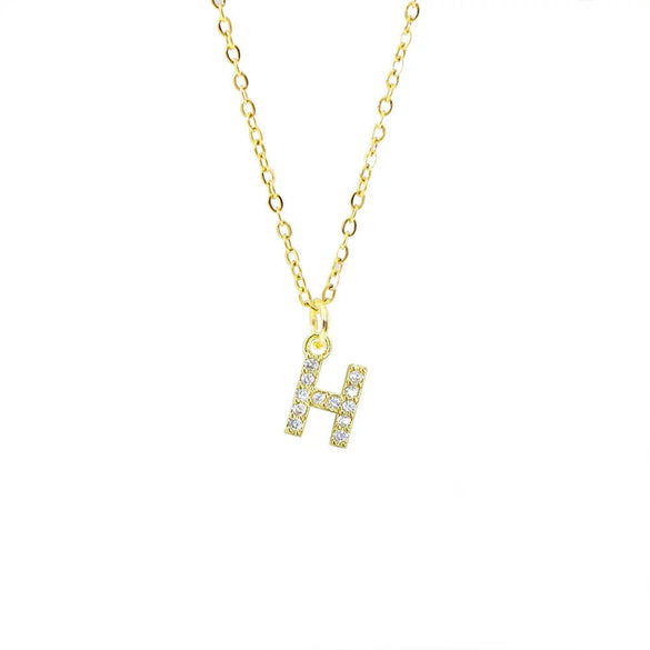 Wholesale Inlaid Zircon Golden Square Letter Necklace For Women Made Of Titanium Steel And Copper With Electroplating O Chain
