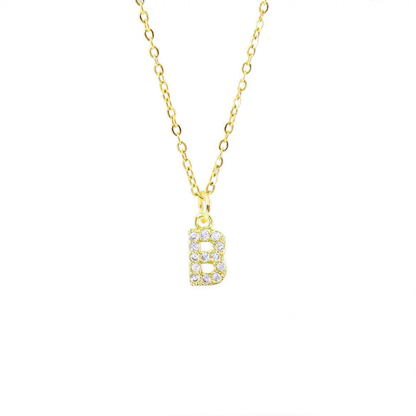 Wholesale Inlaid Zircon Golden Square Letter Necklace For Women Made Of Titanium Steel And Copper With Electroplating O Chain