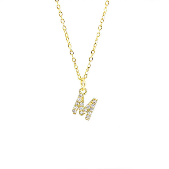 Wholesale Inlaid Zircon Golden Square Letter Necklace For Women Made Of Titanium Steel And Copper With Electroplating O Chain