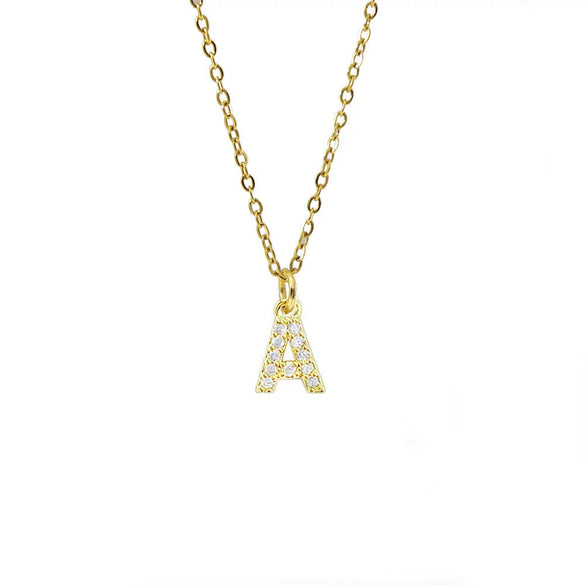 Wholesale Inlaid Zircon Golden Square Letter Necklace For Women Made Of Titanium Steel And Copper With Electroplating O Chain