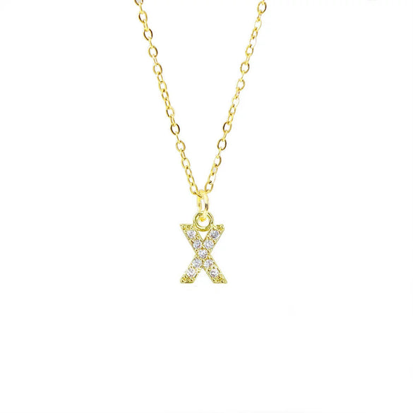 Wholesale Inlaid Zircon Golden Square Letter Necklace For Women Made Of Titanium Steel And Copper With Electroplating O Chain