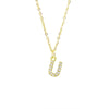 Wholesale Inlaid Zircon Golden Square Letter Necklace For Women Made Of Titanium Steel And Copper With Electroplating O Chain