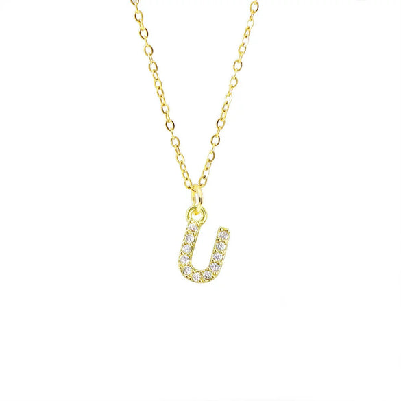 Wholesale Inlaid Zircon Golden Square Letter Necklace For Women Made Of Titanium Steel And Copper With Electroplating O Chain