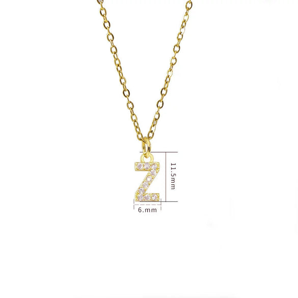 Wholesale Inlaid Zircon Golden Square Letter Necklace For Women Made Of Titanium Steel And Copper With Electroplating O Chain