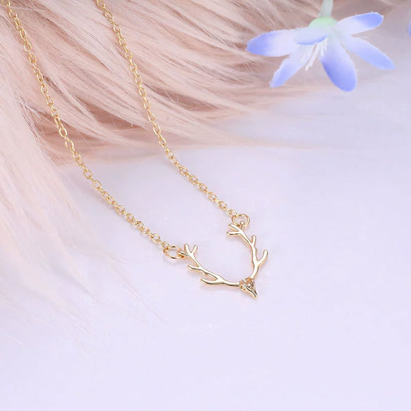 Wholesale Ins Christmas Small Antler Elk Necklace Alloy Electroplated Animal Pattern