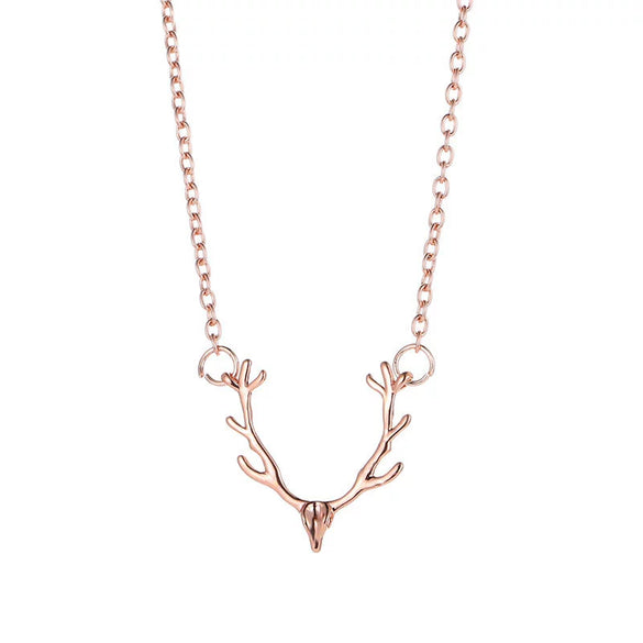 Wholesale Ins Christmas Small Antler Elk Necklace Alloy Electroplated Animal Pattern