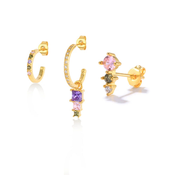 Wholesale Ins Distinctive Fashionable Earrings Copper Geometric Zirconia