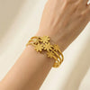 Wholesale Ins Floral Hollow Stainless Steel 18K Gold Plated Bracelet For Women