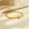 Wholesale Ins Geometric Diamondencrusted 18K Goldplated Stainless Steel Ball Bead Bracelet For Women