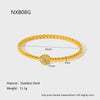 Wholesale Ins Geometric Diamondencrusted 18K Goldplated Stainless Steel Ball Bead Bracelet For Women