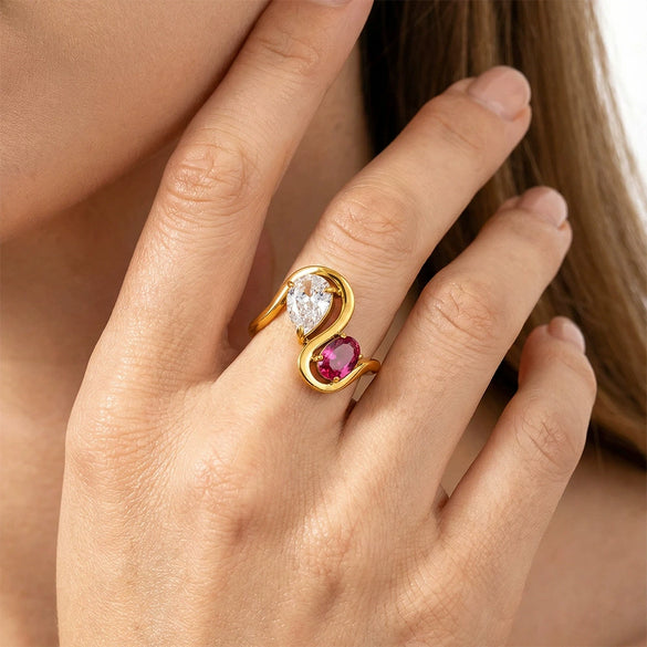 Wholesale Ins Geometric Drop Shape Electroplated 18K Gold Stainless Steel Women's Ring Jewelry Accessories
