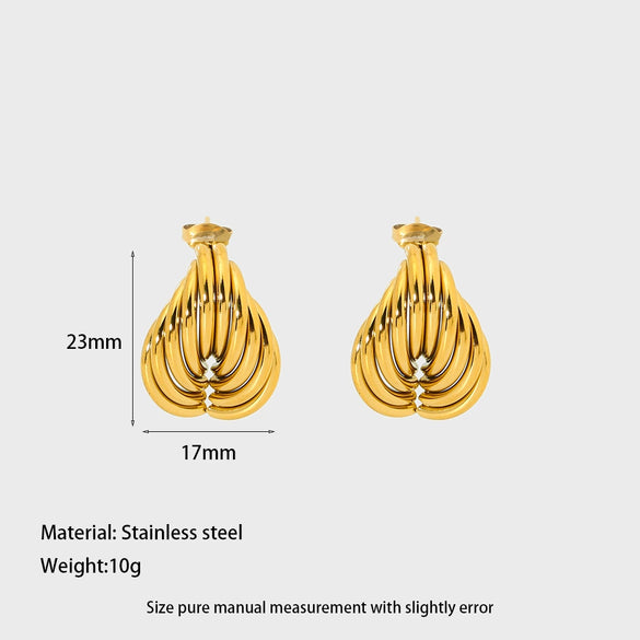 Wholesale Ins Geometric Heartshaped 18K Gold Plated Stainless Steel Earrings For Women