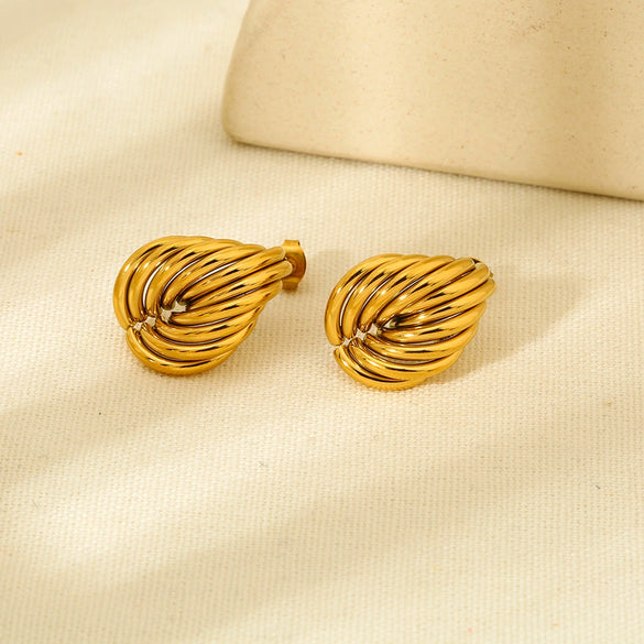 Wholesale Ins Geometric Heartshaped 18K Gold Plated Stainless Steel Earrings For Women