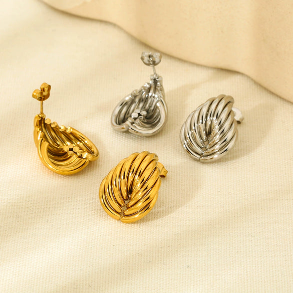 Wholesale Ins Geometric Heartshaped 18K Gold Plated Stainless Steel Earrings For Women