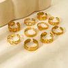 Wholesale Ins Geometric Heartshaped Stainless Steel 18K Gold Plated Open Ring For Women