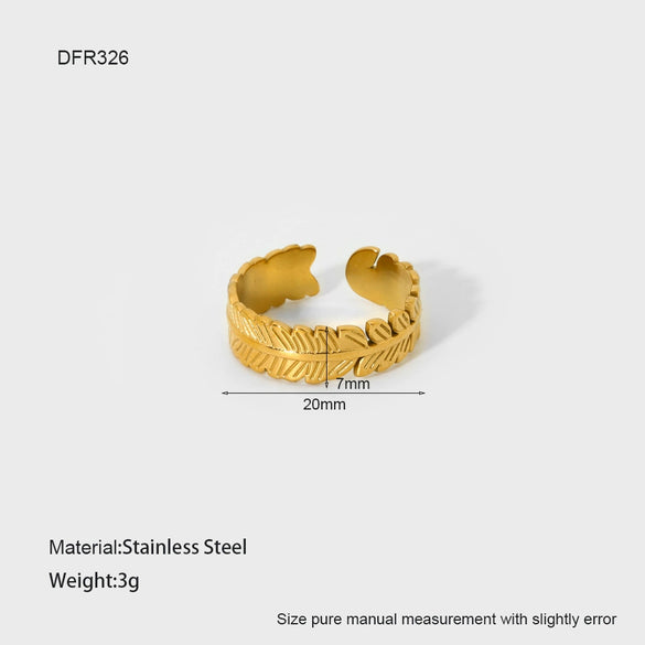 Wholesale Ins Geometric Heartshaped Stainless Steel 18K Gold Plated Open Ring For Women