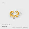Wholesale Ins Geometric Heartshaped Stainless Steel 18K Gold Plated Open Ring For Women