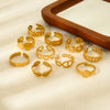 Wholesale Ins Geometric Heartshaped Stainless Steel 18K Gold Plated Open Ring For Women