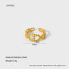 Wholesale Ins Geometric Heartshaped Stainless Steel 18K Gold Plated Open Ring For Women