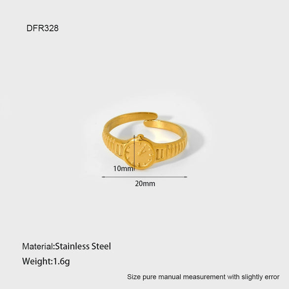 Wholesale Ins Geometric Heartshaped Stainless Steel 18K Gold Plated Open Ring For Women