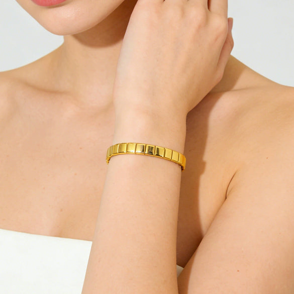 Wholesale Ins Geometric Square Stainless Steel 18K Gold Plated Clasp Bracelet Jewelry Accessories For Women