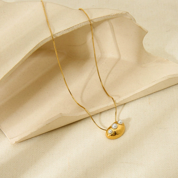 Wholesale Ins Geometric Stainless Steel Pendant Necklace With Snake Bone Chain 18K Gold Plated For Women