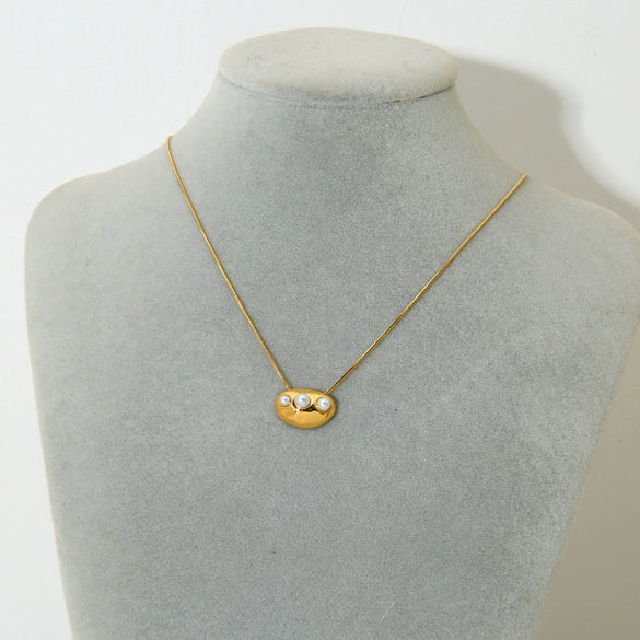 Wholesale Ins Geometric Stainless Steel Pendant Necklace With Snake Bone Chain 18K Gold Plated For Women