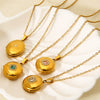 Wholesale Ins Geometric Zircon Magnetic Photo Box Pendant Stainless Steel 18K Gold Plated Necklace For Women