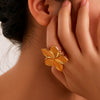 Wholesale Ins Simple Flower Geometric Design Stainless Steel Earrings For Women With 18K Furnace Vacuum Plating