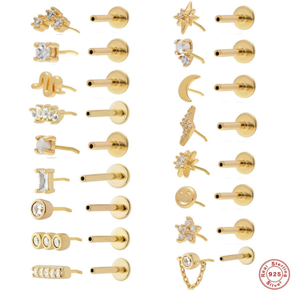 Wholesale Ins Simple Three Diamondencrusted S925 Sterling Silver Earrings With Geometric Shape And Zirconia Processing