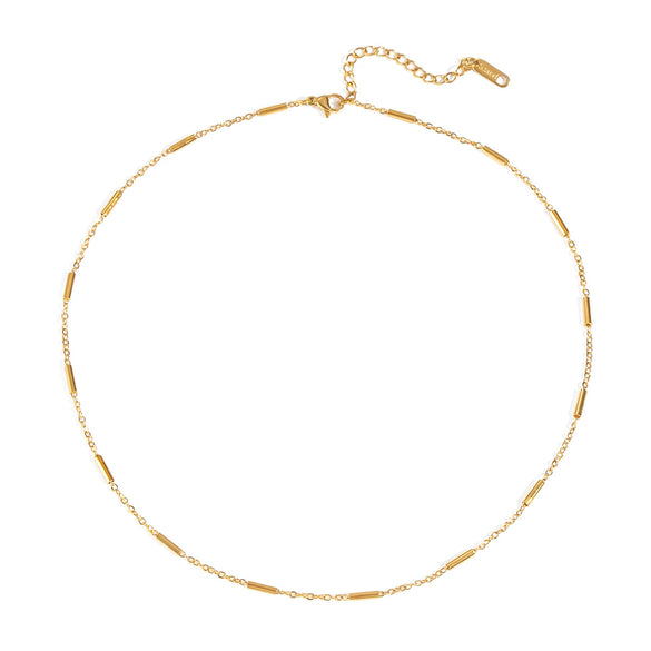 Wholesale Ins Simple Versatile Women's Summer Stainless Steel Necklace And Bracelet Set With Geometric Pattern And 18K Gold Electroplating