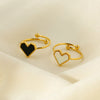 Wholesale Ins Style Black And White Motherofpearl Heart Stainless Steel 18K Gold Plated Ring Jewelry For Women