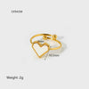 Wholesale Ins Style Black And White Motherofpearl Heart Stainless Steel 18K Gold Plated Ring Jewelry For Women