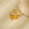 Wholesale Ins Style Butterfly Zodiac Animal Stainless Steel Goldplated Open Ring Polish Jewelry Accessories For Women