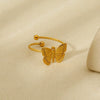 Wholesale Ins Style Butterfly Zodiac Animal Stainless Steel Goldplated Open Ring Polish Jewelry Accessories For Women