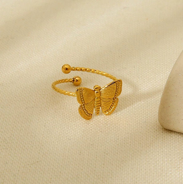 Wholesale Ins Style Butterfly Zodiac Animal Stainless Steel Goldplated Open Ring Polish Jewelry Accessories For Women